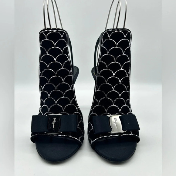 Salvatore Ferragamo Lascari Satin & Suede Rhinestone Sandal Women 6.5 - Picture 16 of 16